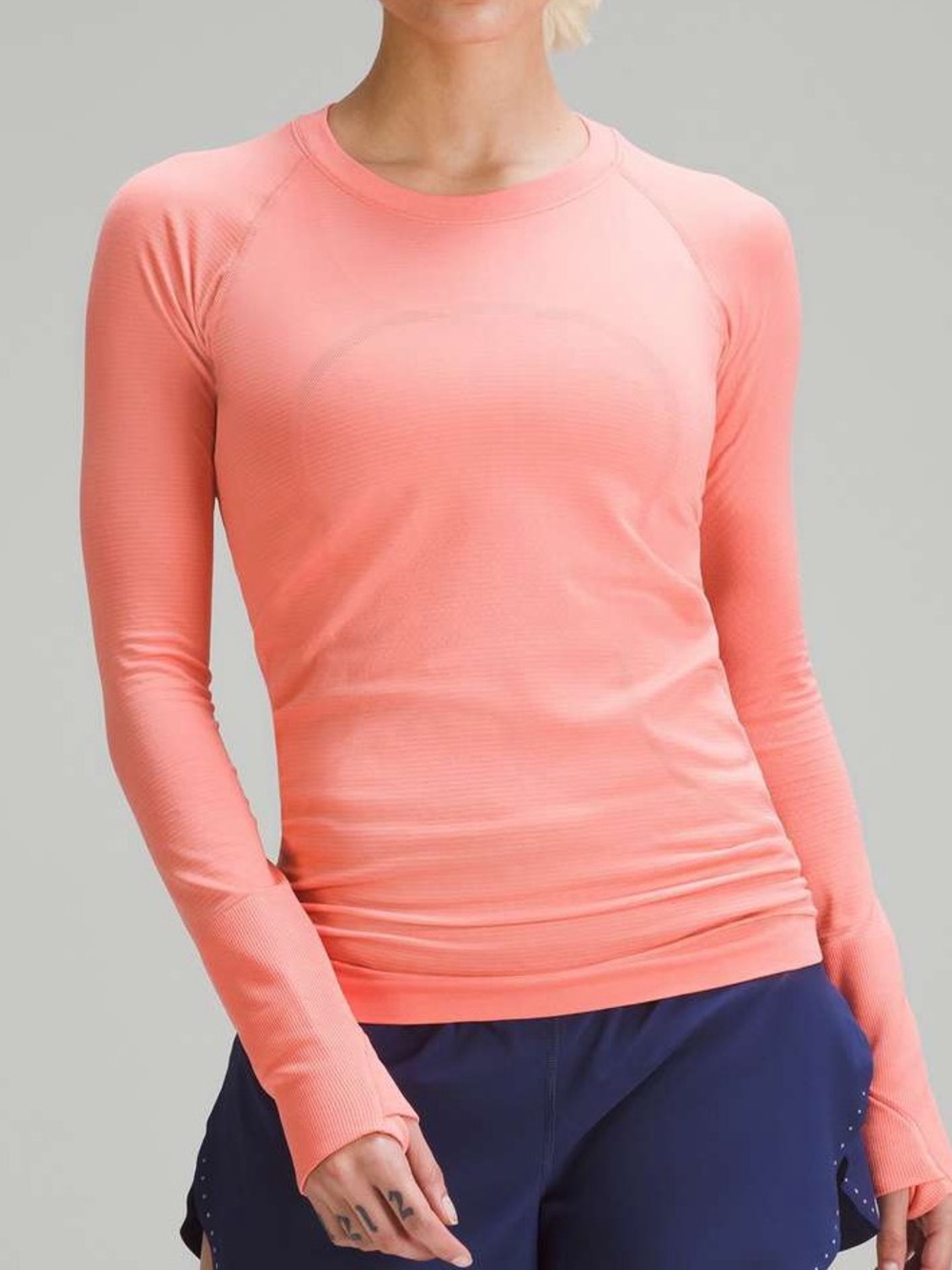 Lululemon Swiftly Tech Long-Sleeve Coral Pink Orange Women's Performance Top